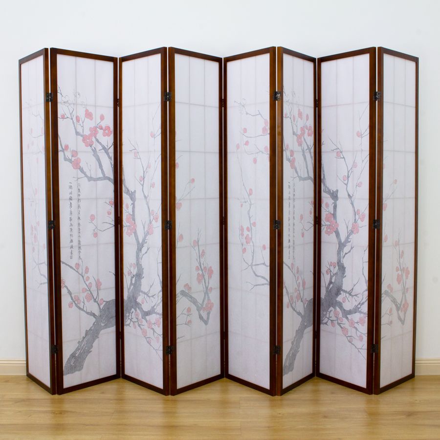 Cherry Blossom Room Divider Screen Brown 8 Panel