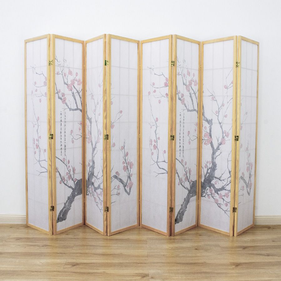 Cherry Blossom Room Divider Screen Natural 8 Panel