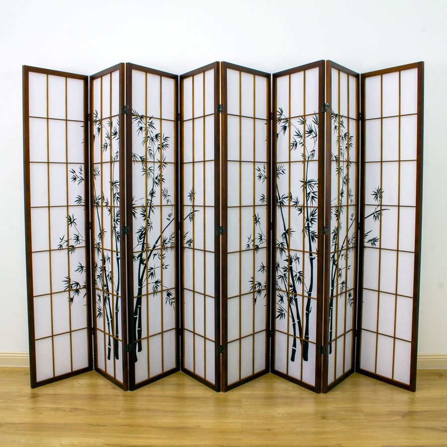 Zen Garden Room Divider Screen Brown 8 Panel