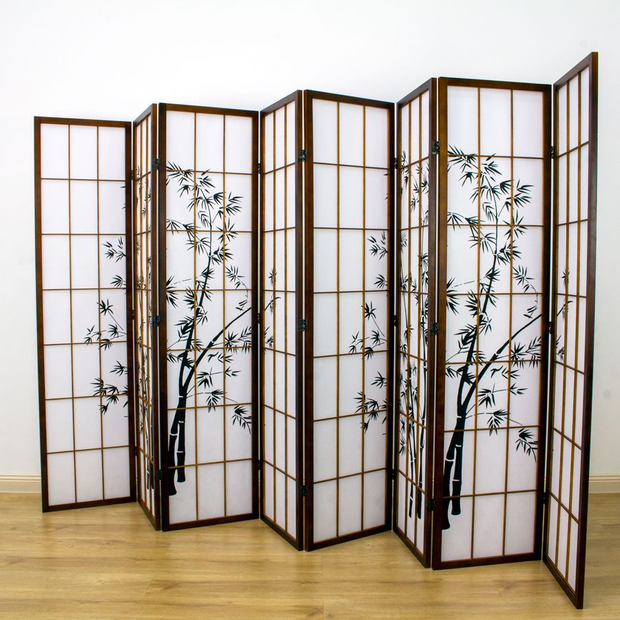 Zen Garden Room Divider Screen Brown 8 Panel