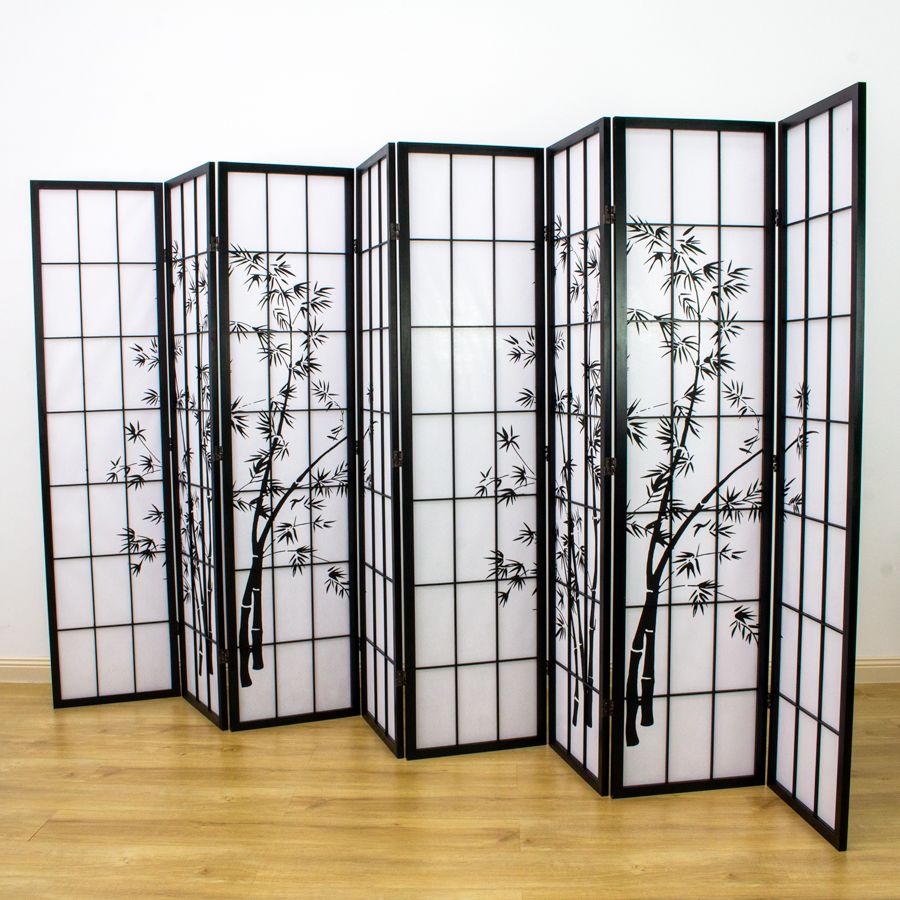 Zen Garden Room Divider Screen Black 8 Panel