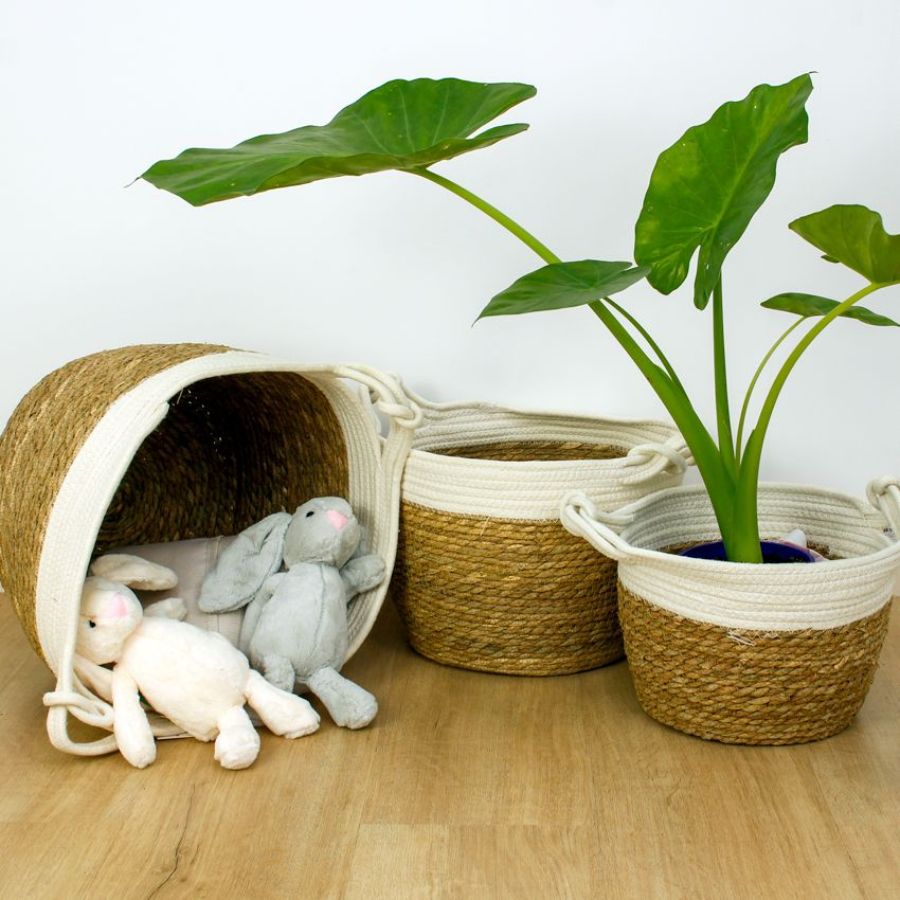 Seagrass Rope Storage Basket White