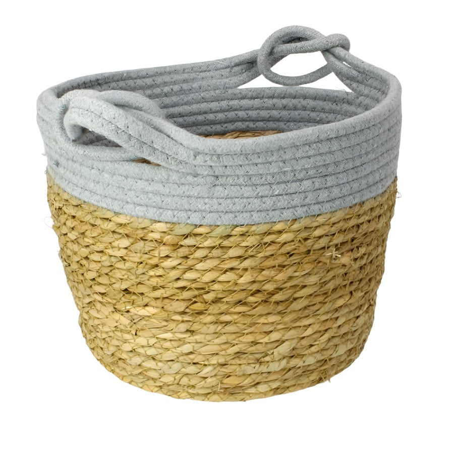 Seagrass Rope Storage Basket Grey