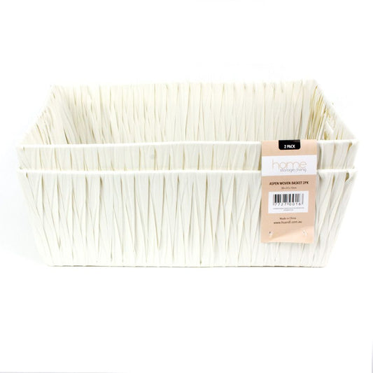 Aspen Storage Baskets White - Set of 2