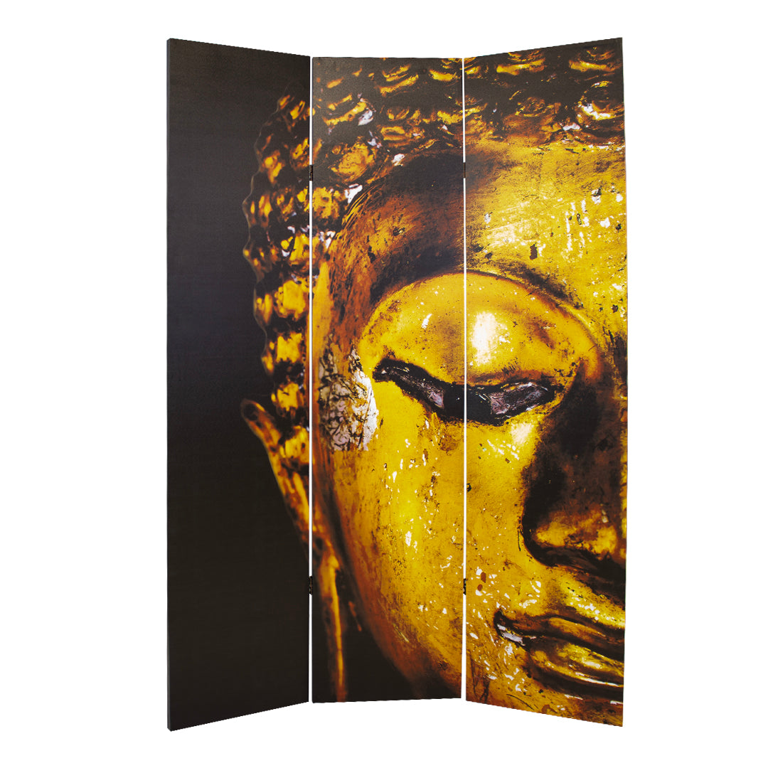 Canvas Gold Buddha Room Divider Screen