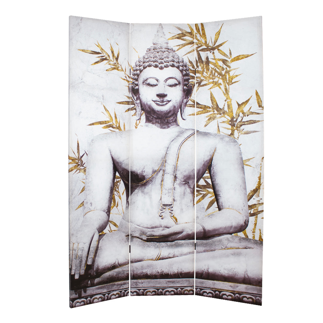 Canvas Sitting Buddha Room Divider Screen