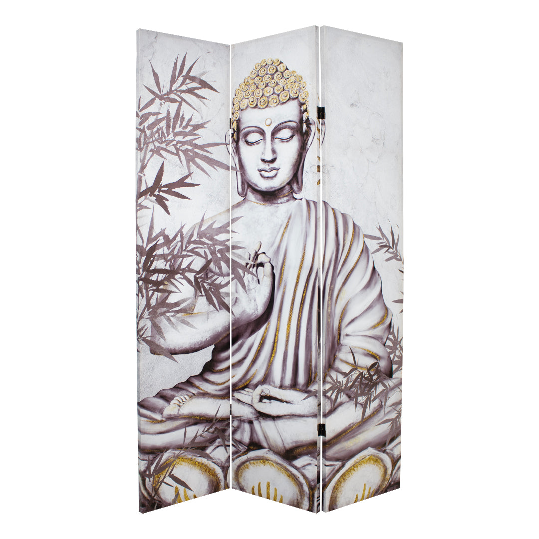 Canvas Sitting Buddha Room Divider Screen