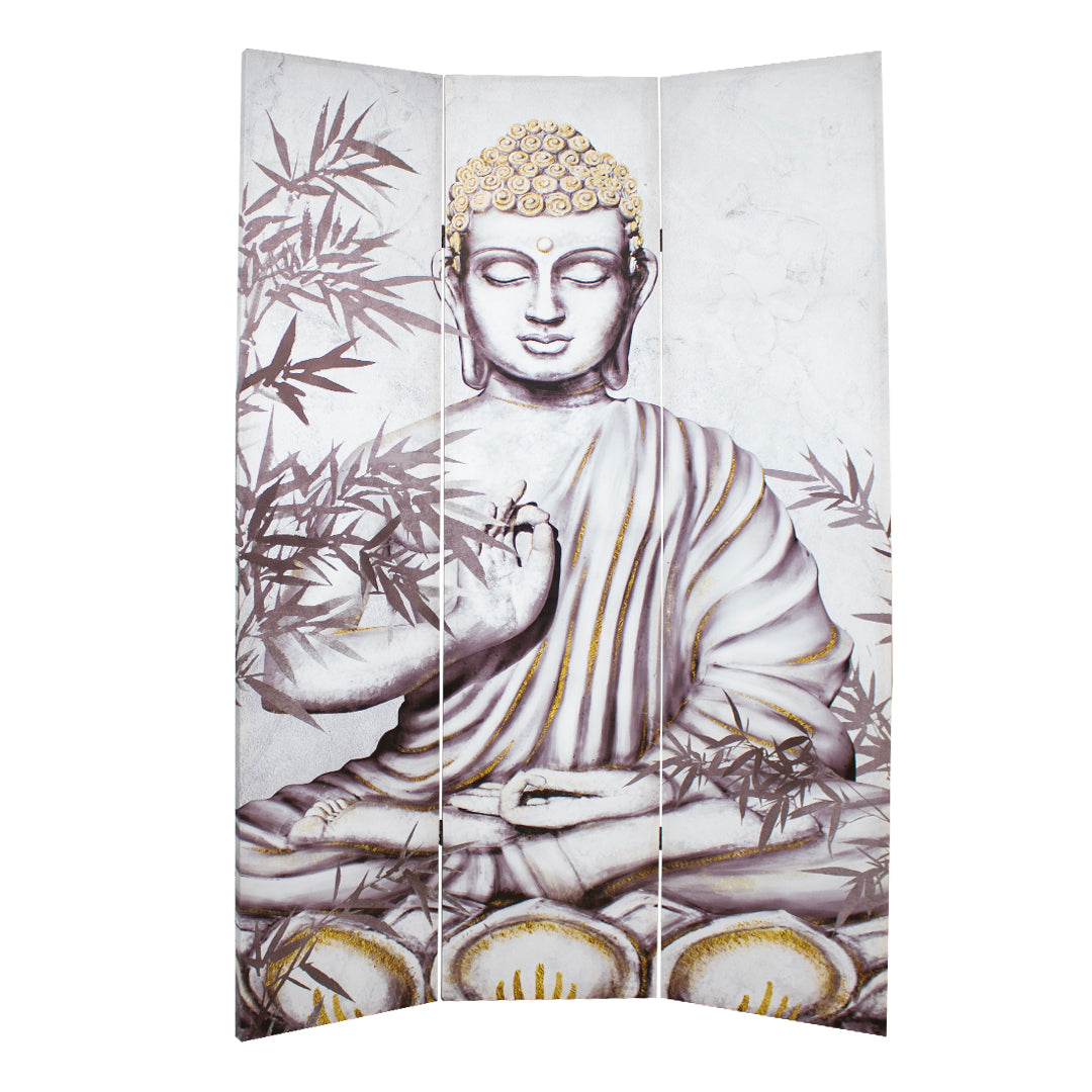 Canvas Sitting Buddha Room Divider Screen