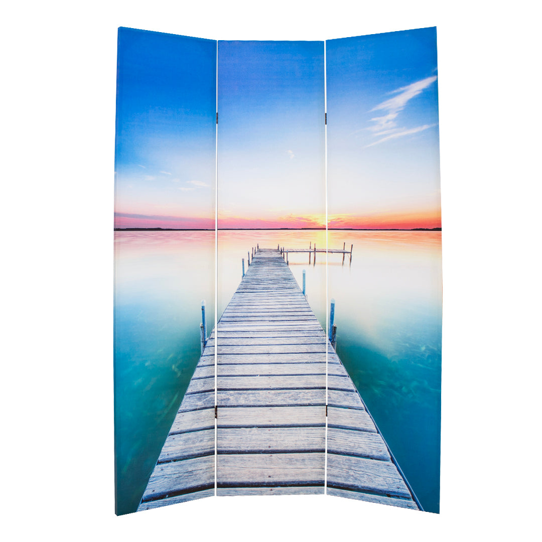 Canvas Beach and Jetty Room Divider Screen