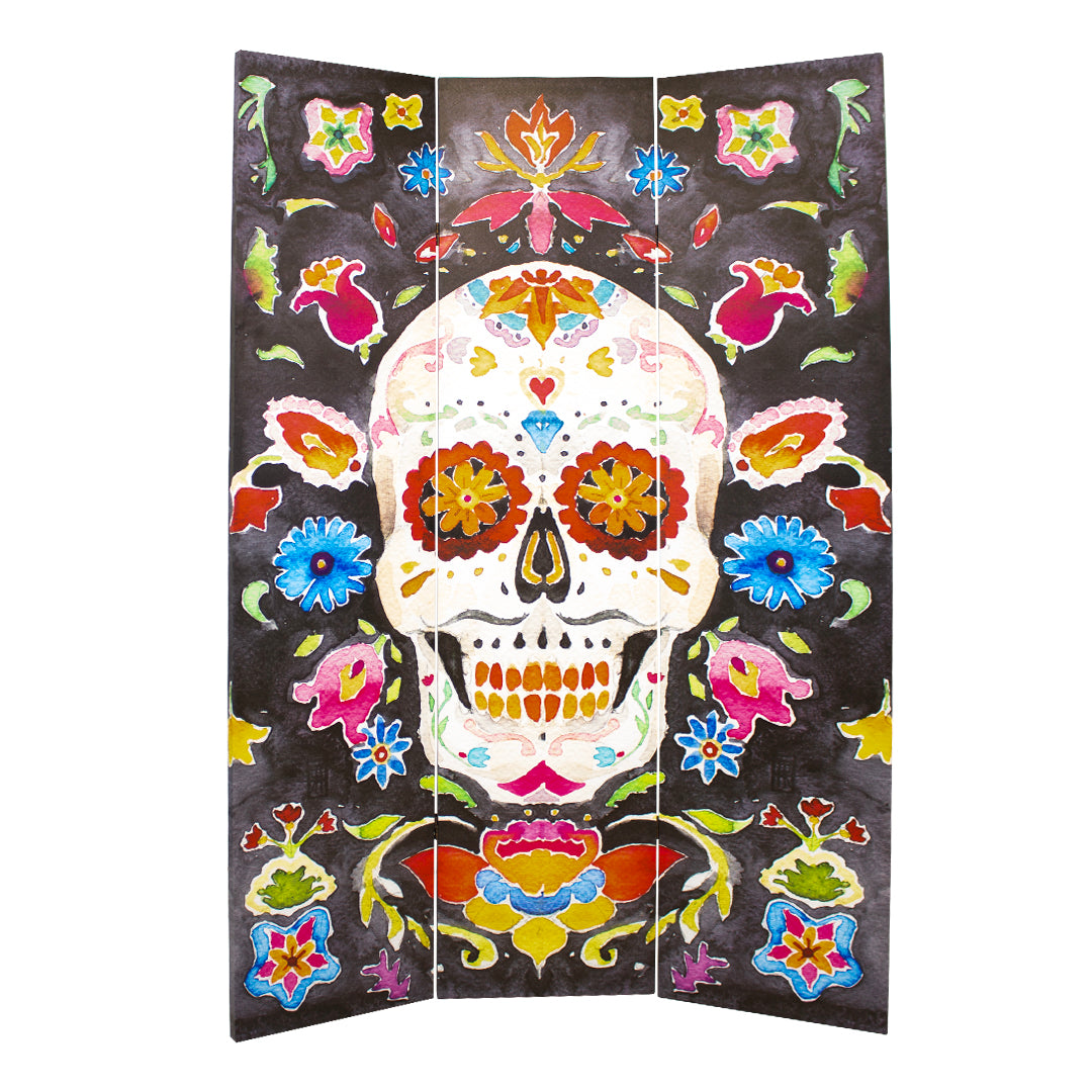 Canvas Candy Skull Room Divider Screen