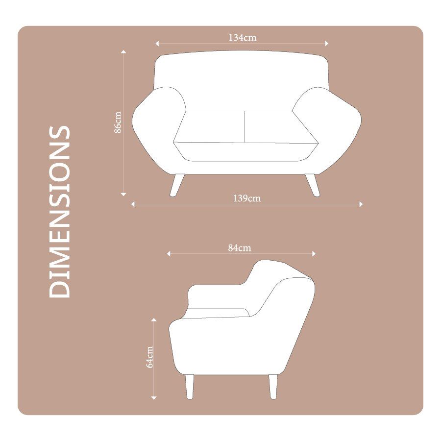 Sally 2 Seater Armchair Grey