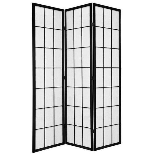 Shoji Room Divider Screen Black 3 Panel