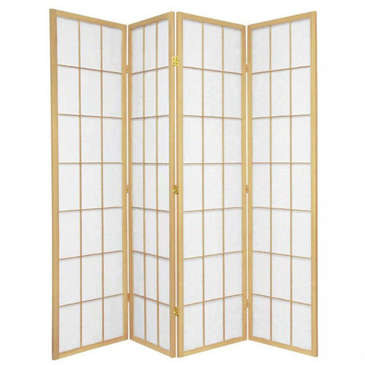 Shoji Room Divider Screen Natural 4 Panel