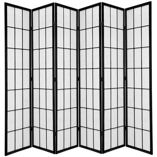 Shoji Room Divider Screen Black 6 Panel