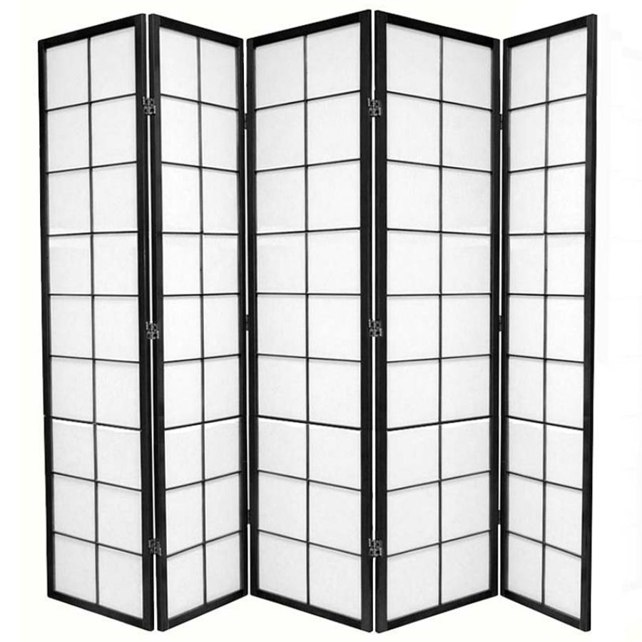 Zen Room Divider Screen Black 5 Panel