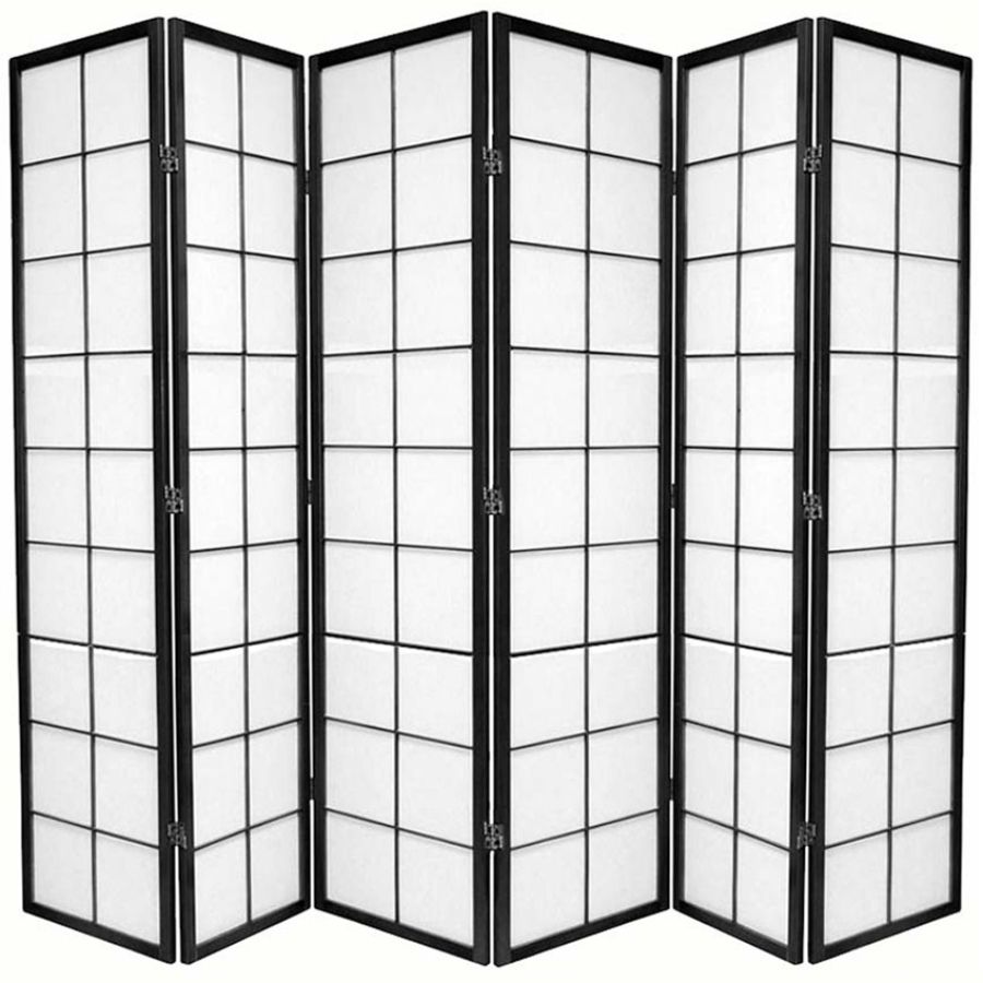 Zen Room Divider Screen Black 6 Panel