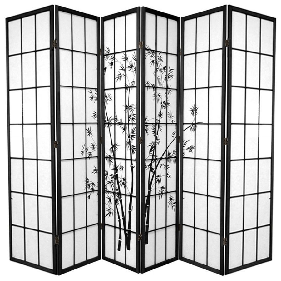 Zen Garden Room Divider Screen Black 6 Panel