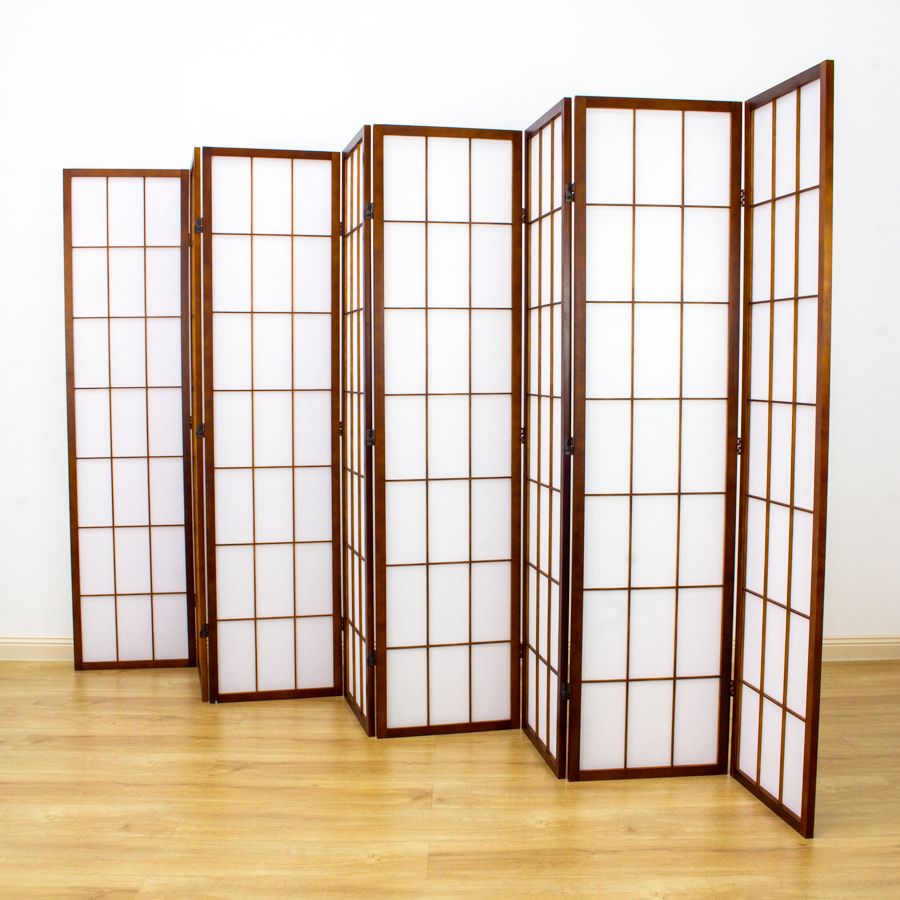 Shoji Room Divider Screen Brown 8 Panel