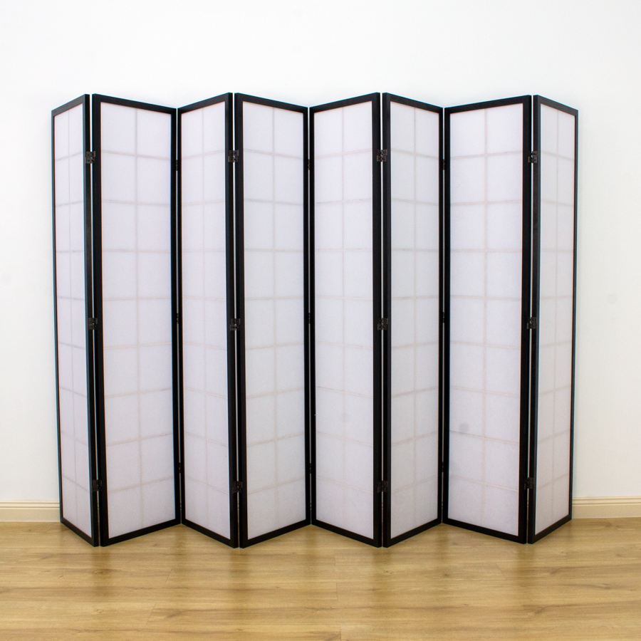 Zen Room Divider Screen Black 8 Panel