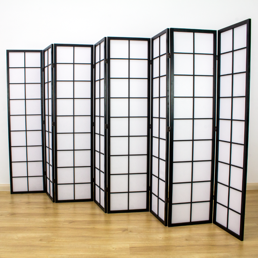 Zen Room Divider Screen Black 8 Panel