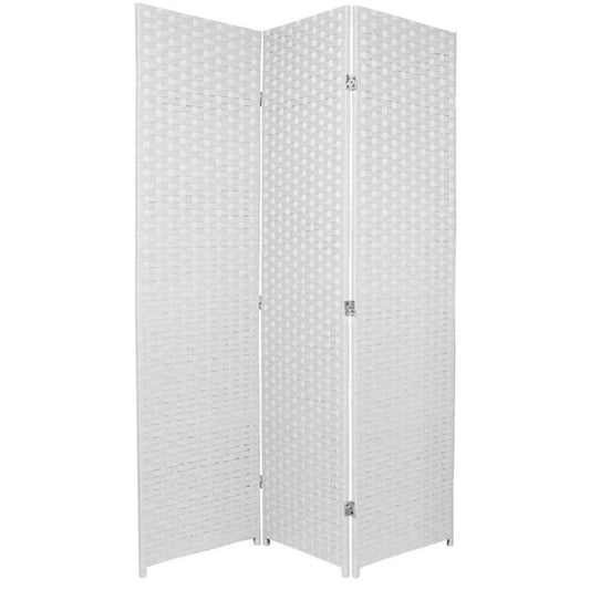 Woven Room Divider Screen White 3 Panel