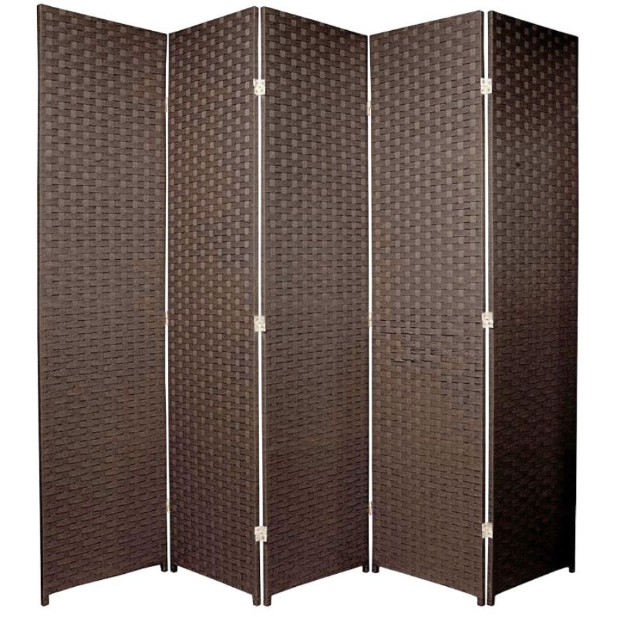 Woven Room Divider Screen Brown 5 Panel