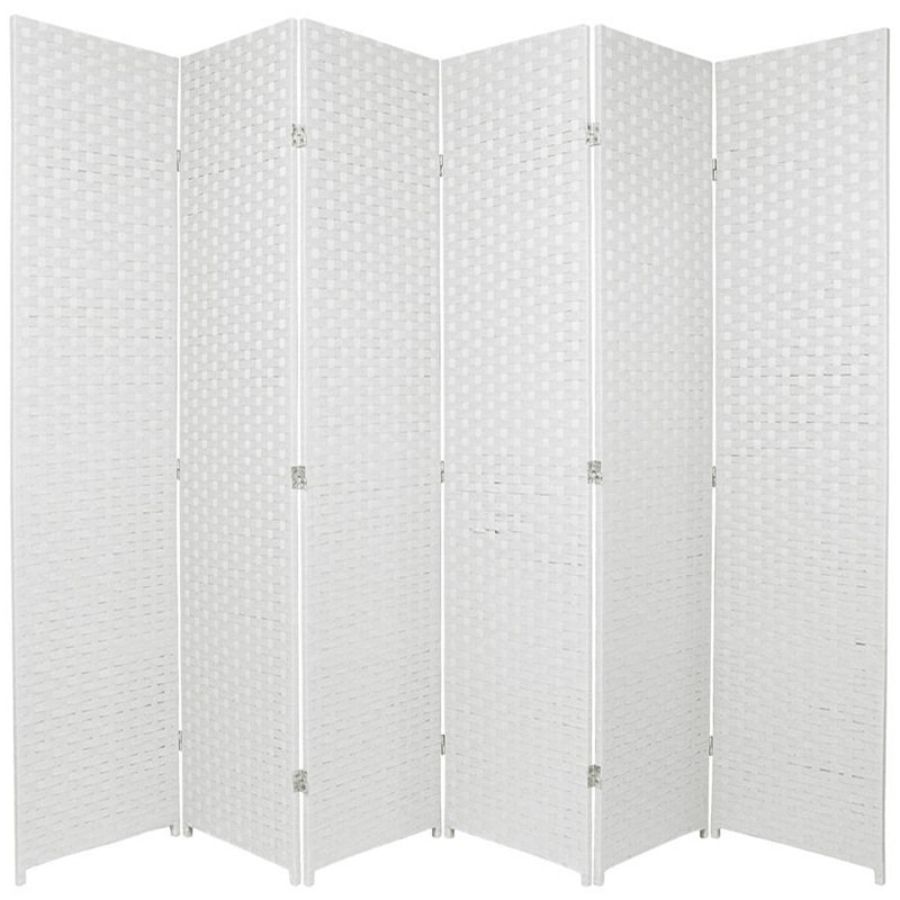 Woven Room Divider Screen White 6 Panel