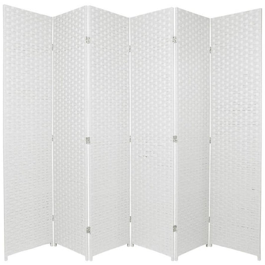 Woven Room Divider Screen White 6 Panel