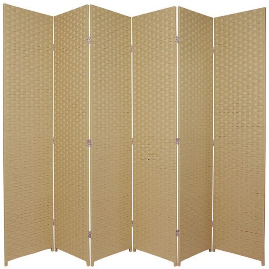 Woven Room Divider Screen Beige 6 Panel