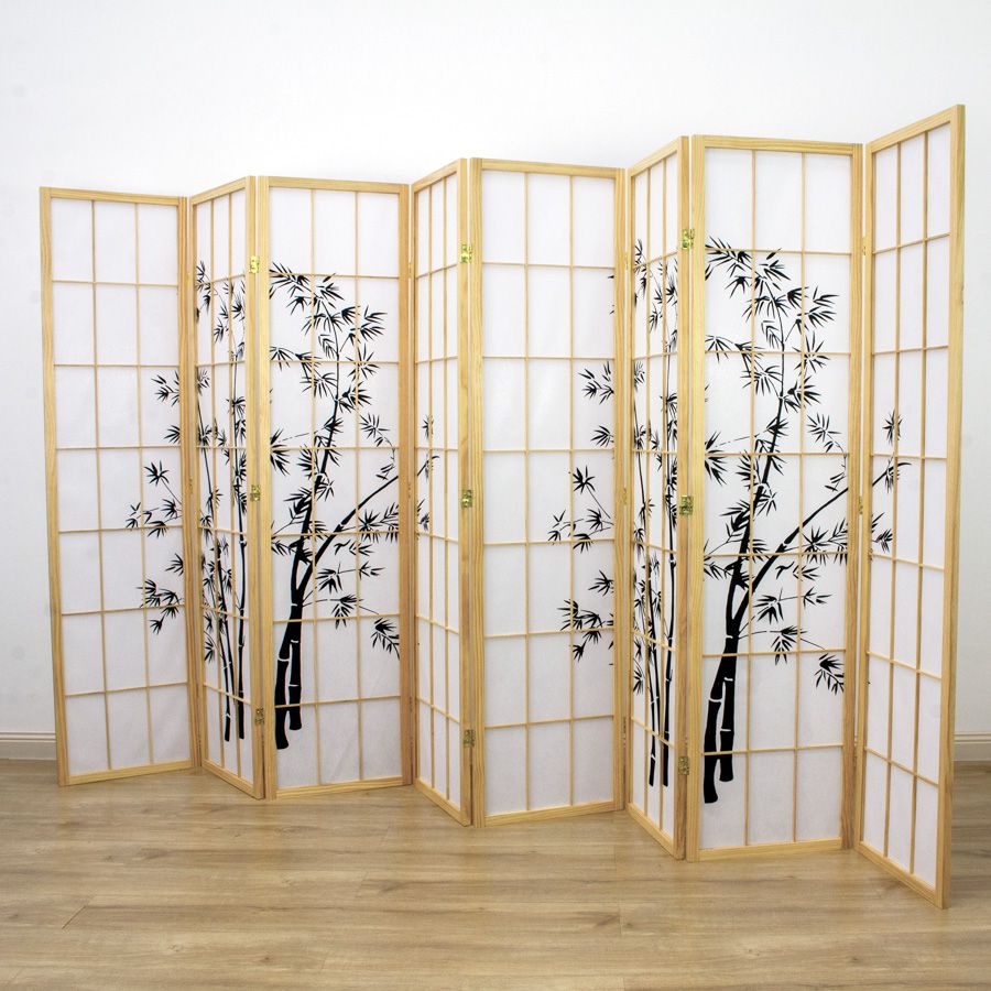 Zen Garden Room Divider Screen Natural 8 Panel