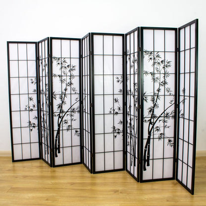 Zen Garden Room Divider Screen Black 8 Panel