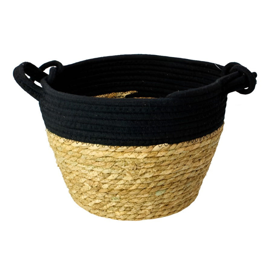 Seagrass Rope Storage Basket Black