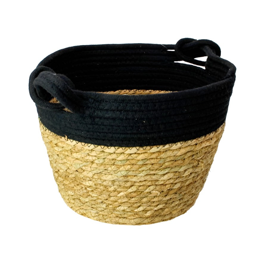 Seagrass Rope Storage Basket Black