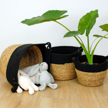 Seagrass Rope Storage Basket Black