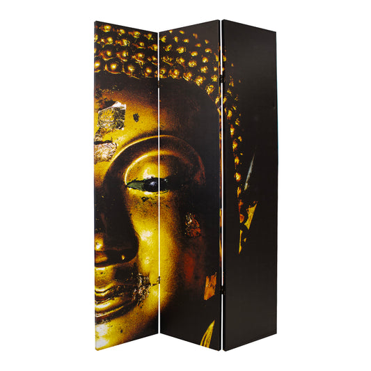 Canvas Gold Buddha Room Divider Screen