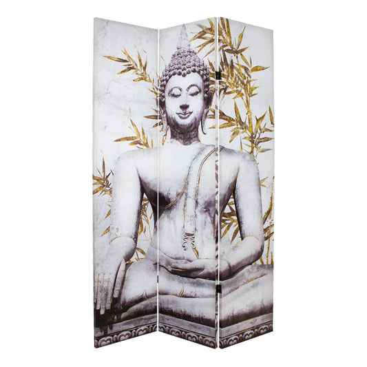 Canvas Sitting Buddha Room Divider Screen