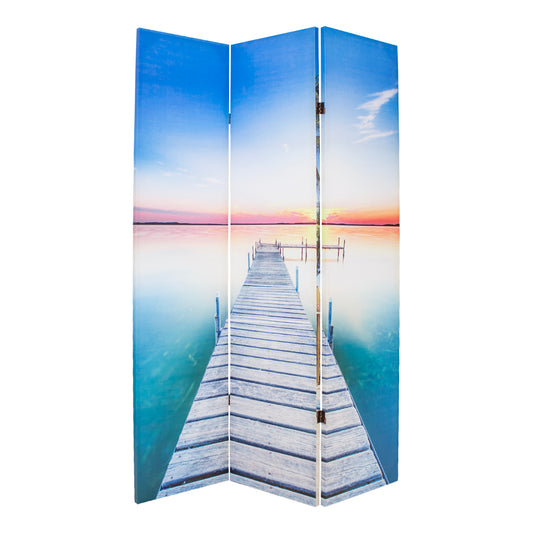 Canvas Beach and Jetty Room Divider Screen