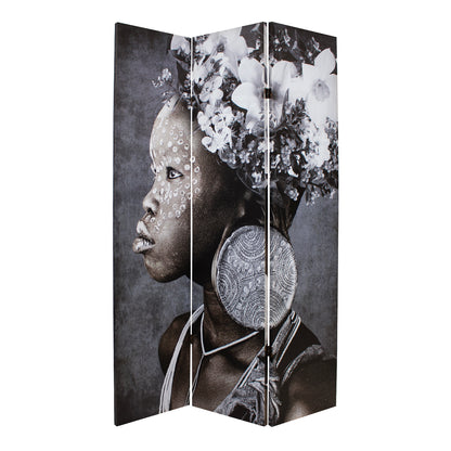 Canvas African Tribal Woman Room Divider Screen