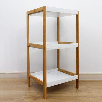 Bamboo White Box Shelving Unit 3 Tier