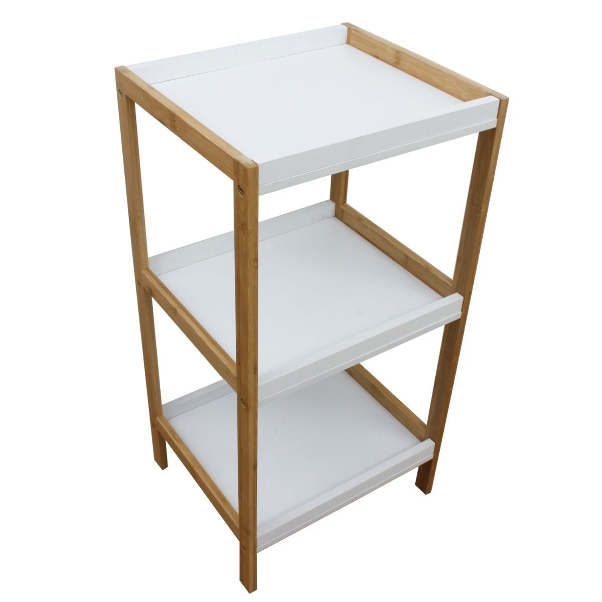 Bamboo White Box Shelving Unit 3 Tier