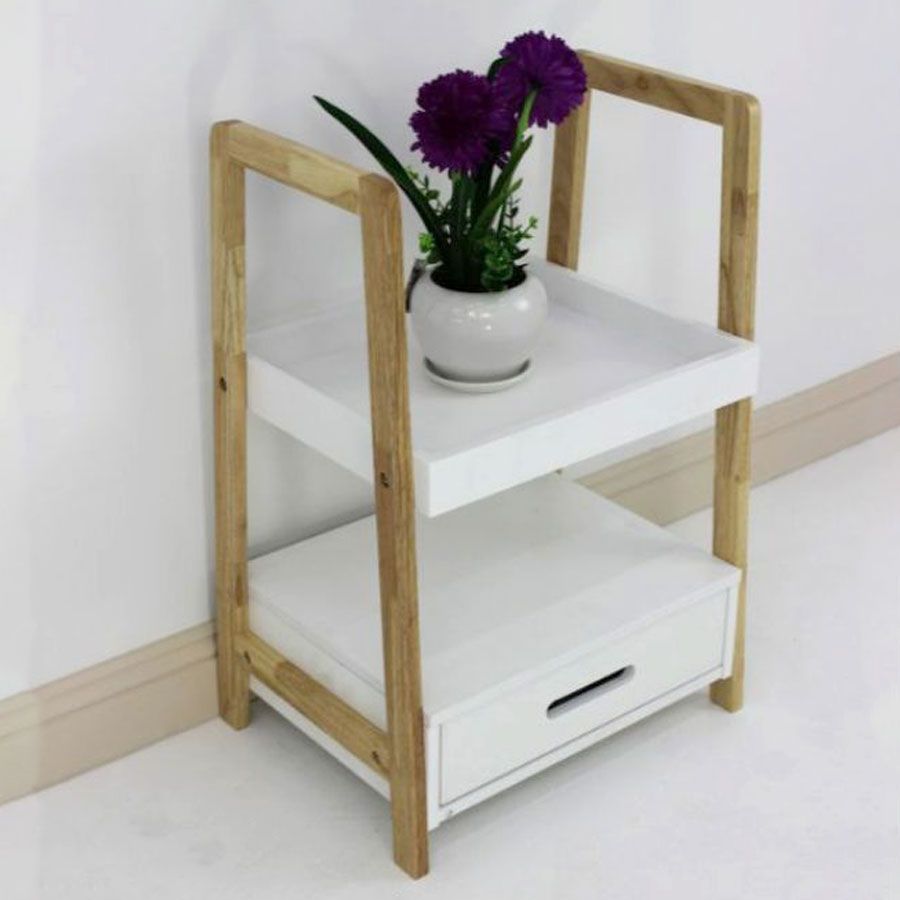 Wooden Shelving Unit with Drawer 2 Tier