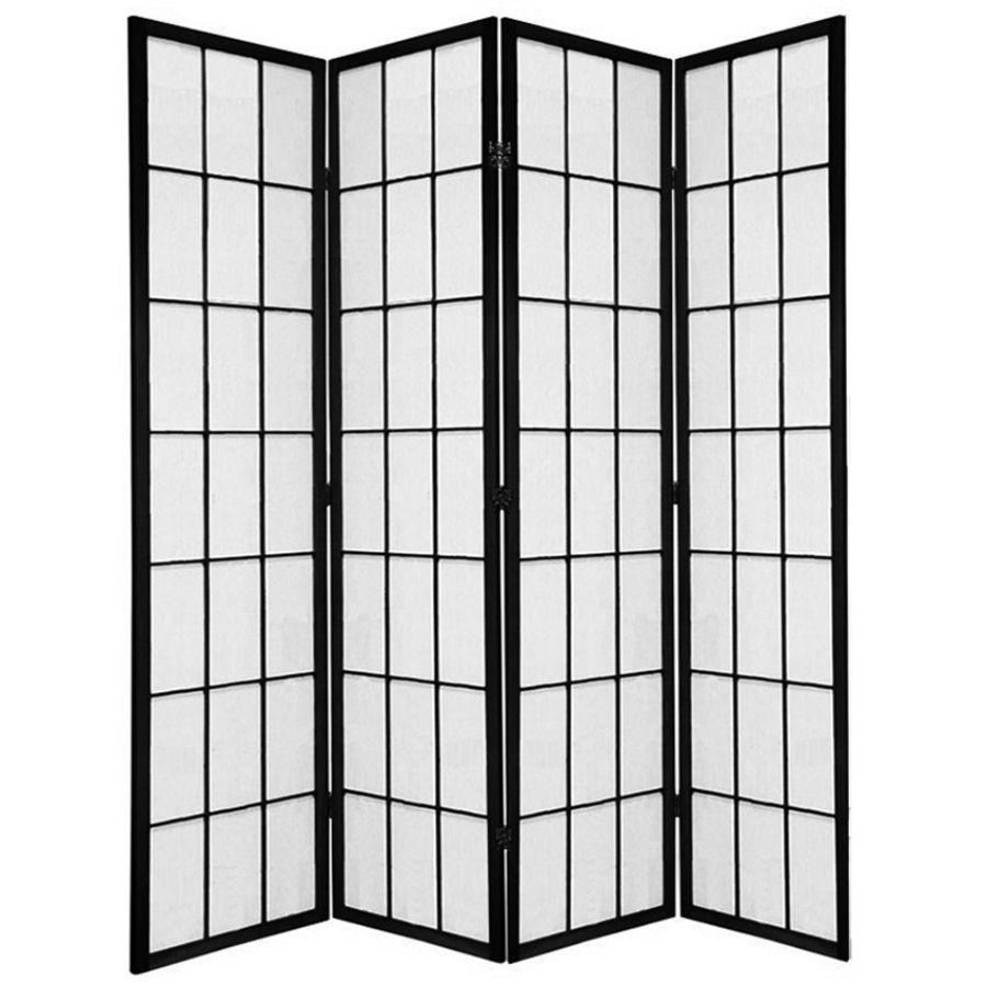 Shoji Room Divider Screen Black 4 Panel