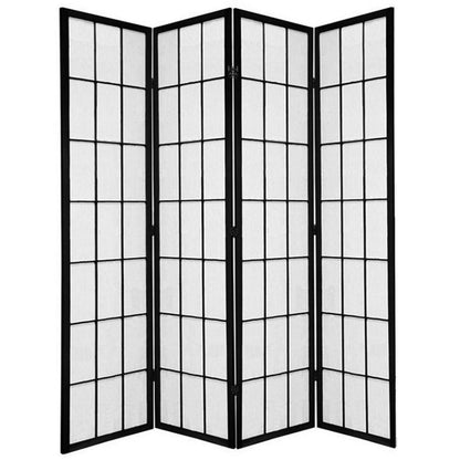 Shoji Room Divider Screen Black 4 Panel