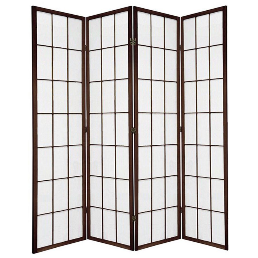 Shoji Room Divider Screen Brown 4 Panel