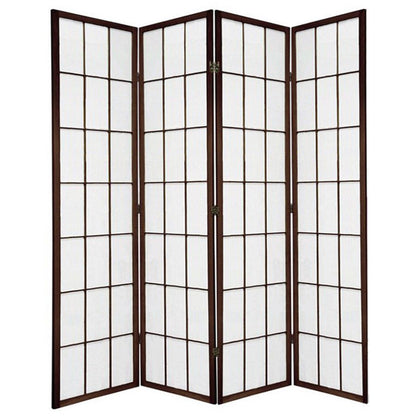 Shoji Room Divider Screen Brown 4 Panel