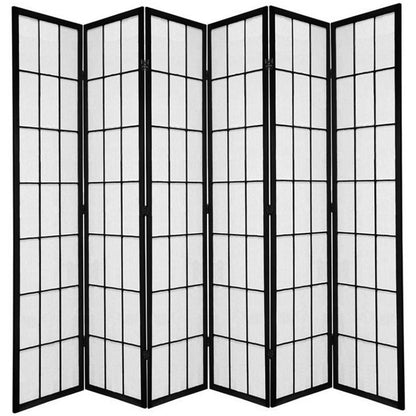 Shoji Room Divider Screen Black 6 Panel