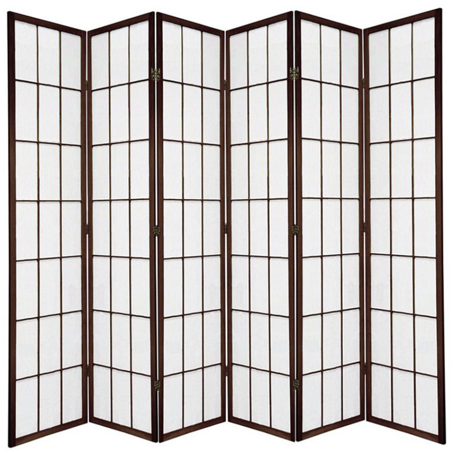 Shoji Room Divider Screen Brown 6 Panel