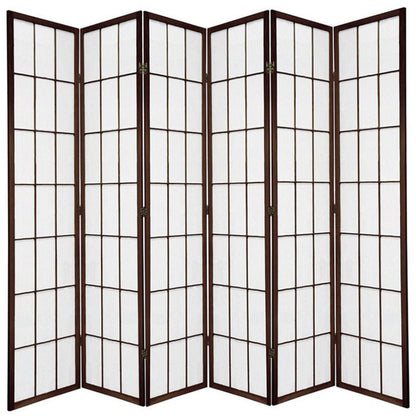 Shoji Room Divider Screen Brown 6 Panel