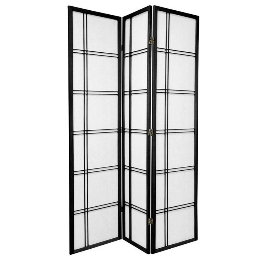 Cross Room Divider Screen Black 3 Panel