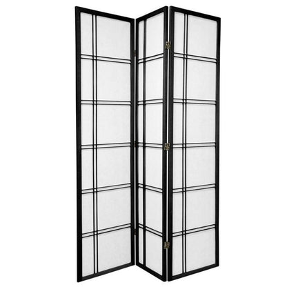 Cross Room Divider Screen Black 3 Panel